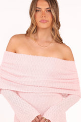 Wilma Off Shoulder Dress - Pink