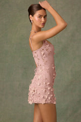 Embellished Corset Mini Dress in Dusty Rose