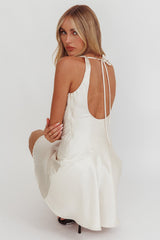 Brigid Cowl Neck Scoop Back Mini Dress Ivory