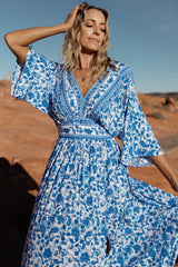 Watson Kimono Maxi Dress | Blue + White