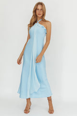 Starlet Halterneck Sash Maxi Dress Baby Blue
