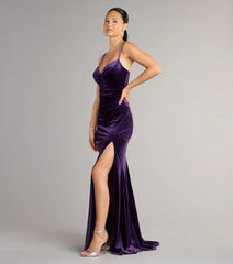 Ariel Velvet Slit Mermaid Formal Dress