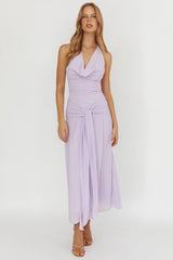 Maretha Cowl Halterneck Maxi Dress Lilac