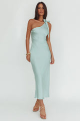 Robertah One-Shoulder Bow Maxi Dress Sage