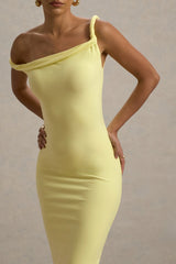 Salome | Lemon Twisted Asymmetric Midi Dress