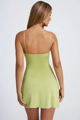 Hardware Detail A-Line Mini Dress in Olive Green
