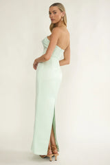 Fleur Sky Strapless Pleat Bust Maxi Dress Mint