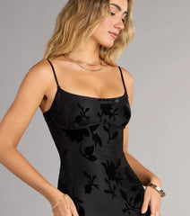 Helena Floral Velvet Burnout Mermaid Dress