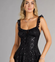 Starry Night Lace Ruffle Mini Dress