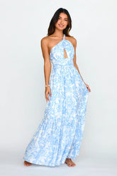 Kamali One-Shoulder Keyhole Maxi Dress Blue