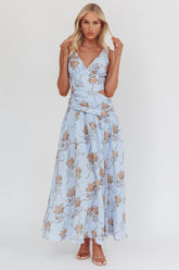 First Dates Waist Cut-Out Maxi Dress Floral Blue