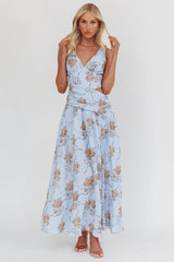 First Dates Waist Cut-Out Maxi Dress Floral Blue