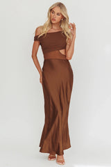 In Blooms Mesh Bodice Maxi Dress Chocolate