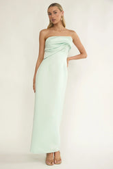 Fleur Sky Strapless Pleat Bust Maxi Dress Mint