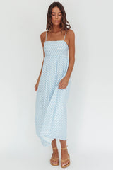 Shirley Square Neckline Maxi Dress Print Light Blue