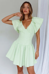 Self Love Flounce Hem Dress Lime