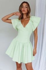 Self Love Flounce Hem Dress Lime