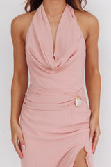 Logen Cowl Halterneck Maxi Dress Blush
