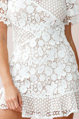Reinhart Short Sleeve Crochet Lace Dress White