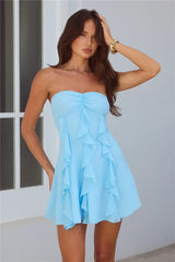 Imagine It Strapless Mini Dress Blue