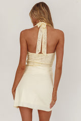 Summerland Lace Bodice Halter Mini Dress Butter