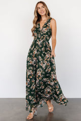 Imogen Maxi Dress | Deep Green Multi