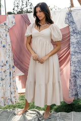 Poppy Midi Dress | Natural + Off White