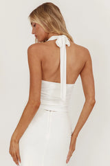 Somewhere New Gold Ring Halter Top White
