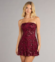 Shimmer In Bloom Floral Sequin Mini Tube Dress