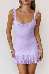 Little Sultry Lace Mini Dress Lilac