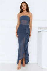 Starlit Seduction Strapless Maxi Dress Navy