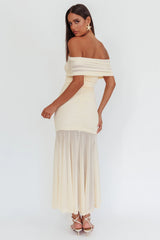 Clarita Sheer Ruched Maxi Dress Cream