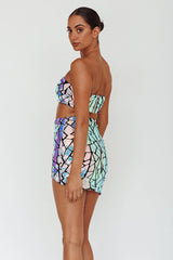 El Camino Mosaic Bandeau Crop Top Silver