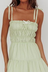 Anderson Tied Shoulder Smocked Bodice Maxi Dress Sage