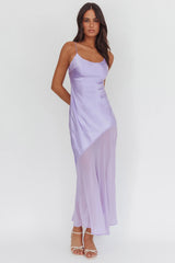Gilded Dream Chiffon Hem Maxi Dress Lilac