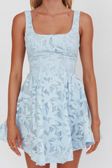 Miley Embroidered A-Line Mini Dress Light Blue