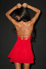 Perfected Sweetness Red Pleated Tiered Mini Dress