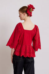 lana blouse - red