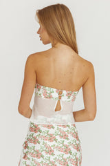Jerica Strapless Sheer Waist Top Floral Blush