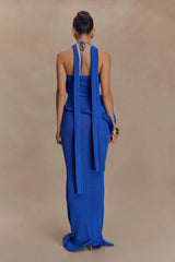 Caprice Halter Knit Maxi Dress - Cobalt