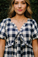 Picnic Dress in Navy Gingham