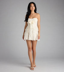 Love Stories Tie Front Ruffle Lace Skater Dress