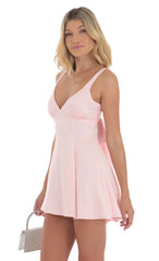 Floral Jacquard A-Line Dress in Pink