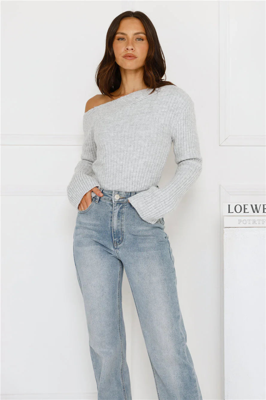 Winter Date Knitted Top Grey