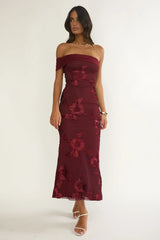 Gala One-Shoulder Maxi Dress Embellished Wine