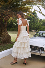 Mediterranean Muse Tiered Midi Dress Ivory
