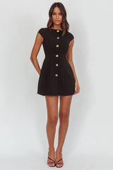Rebel Cap Sleeve Mini Dress Black