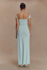Aurora Slinky And Mesh Split Maxi Dress - Lagoon