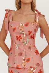 Drop Of Sunshine Tied Shoulder Top Mermaid Pink