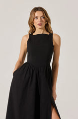 Bow Back Apron Midi Dress